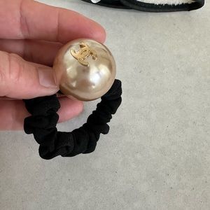 Authentic CHANEL Pearl CC Logo hair tie